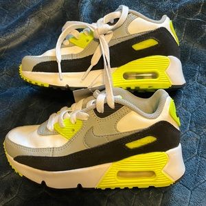 Nike Air Max 90 white grey Volt leather CD6867-101 NWOT shoes 12C